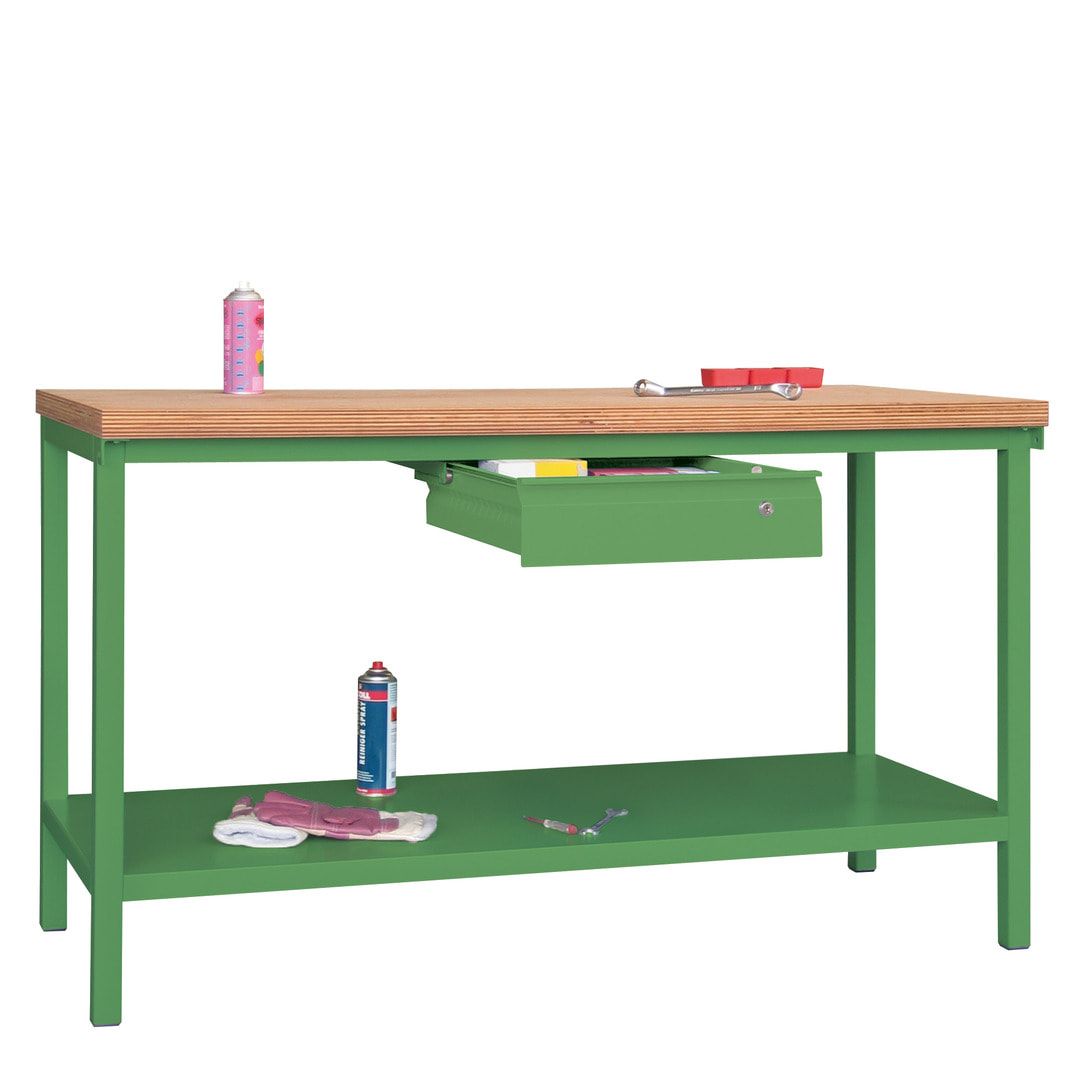 Werkbank mit Ablageboden - 1 Schublade - 900 x 1.500 x 700 mm (HxBxT) - Traglast 1.050 kg - anthrazitgrau
