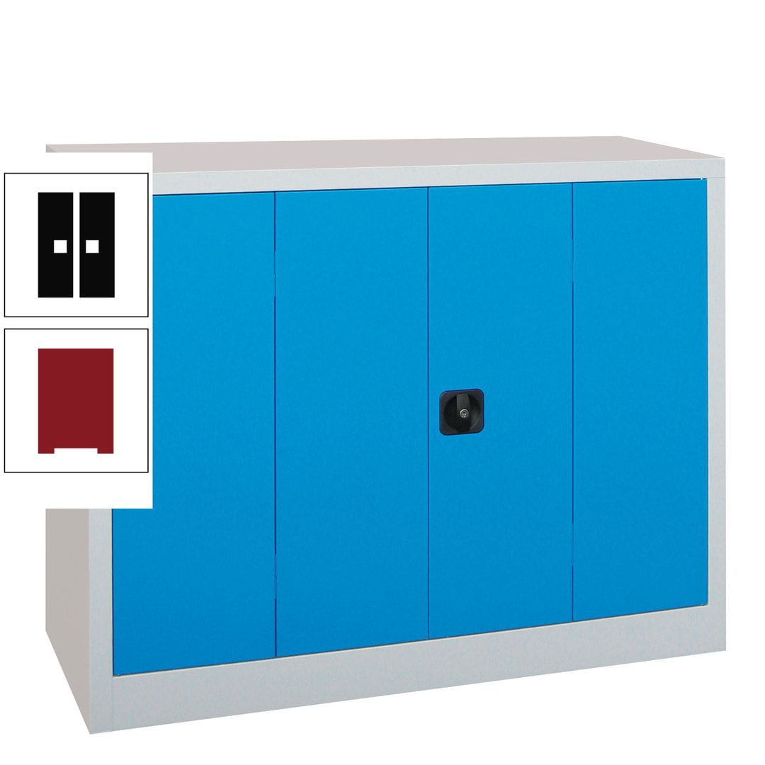Falttürenschrank - 1.000x1.200x400 mm (HxBxT) - 2 Einlegeböden, gepulvert - Zylinderschloss - anthrazitgrau