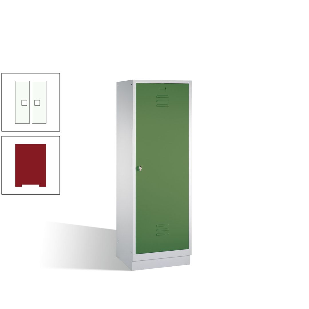 Doppel-Spind mit Großtür, Garderobenschrank mit Sockel, 2 Abteile a 300 mm, Korpus anthrazitgrau, Tür anthrazitgrau, 1.800 x 610 x 500 mm (HxBxT)
