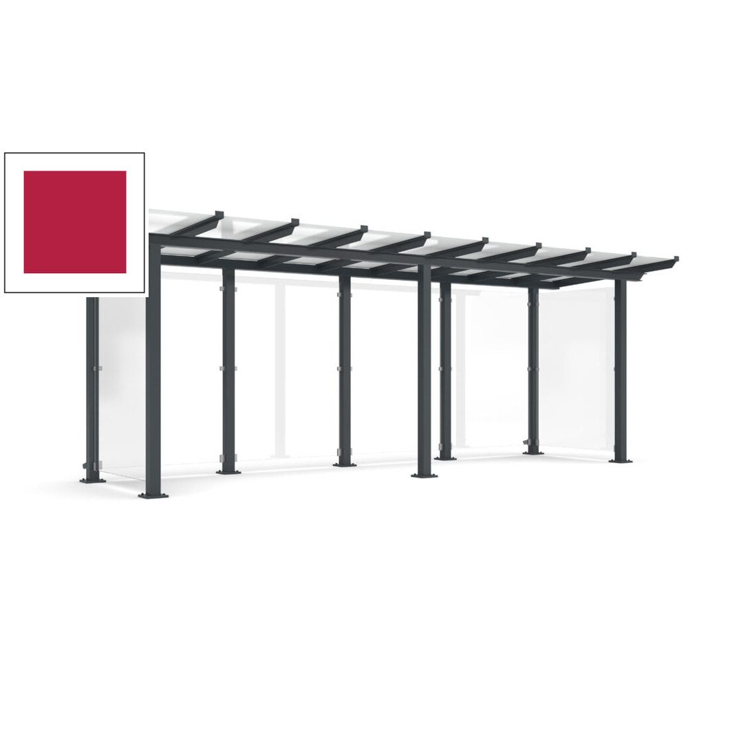 Unterstand mit Pultdach und Sicherheitsglas - feuerverzinkt und farbbeschichtet - 2.435 x 6.850 x 2.090 (HxBxT) - Farbe Achatgrau