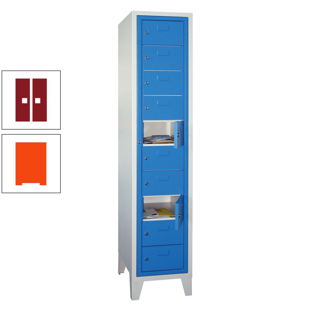 Schließfachschrank - Wäscheausgabeschrank - 10 Fächer a 315 mm - 1.850x400x500 mm (HxBxT) - Füße - Zylinderschloss - anthrazitgrau
