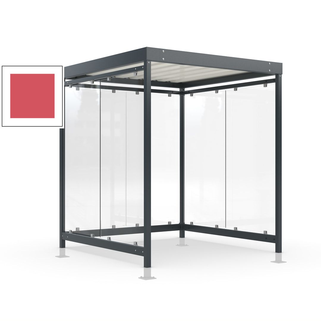 Raucherunterstand, Bushaltestelle, Bausatz, mit Überpflasterung, 6-7 Personen, 6 Wände, 2.440 x 2.165 x 2.165 mm (HxBxT), Achatgrau