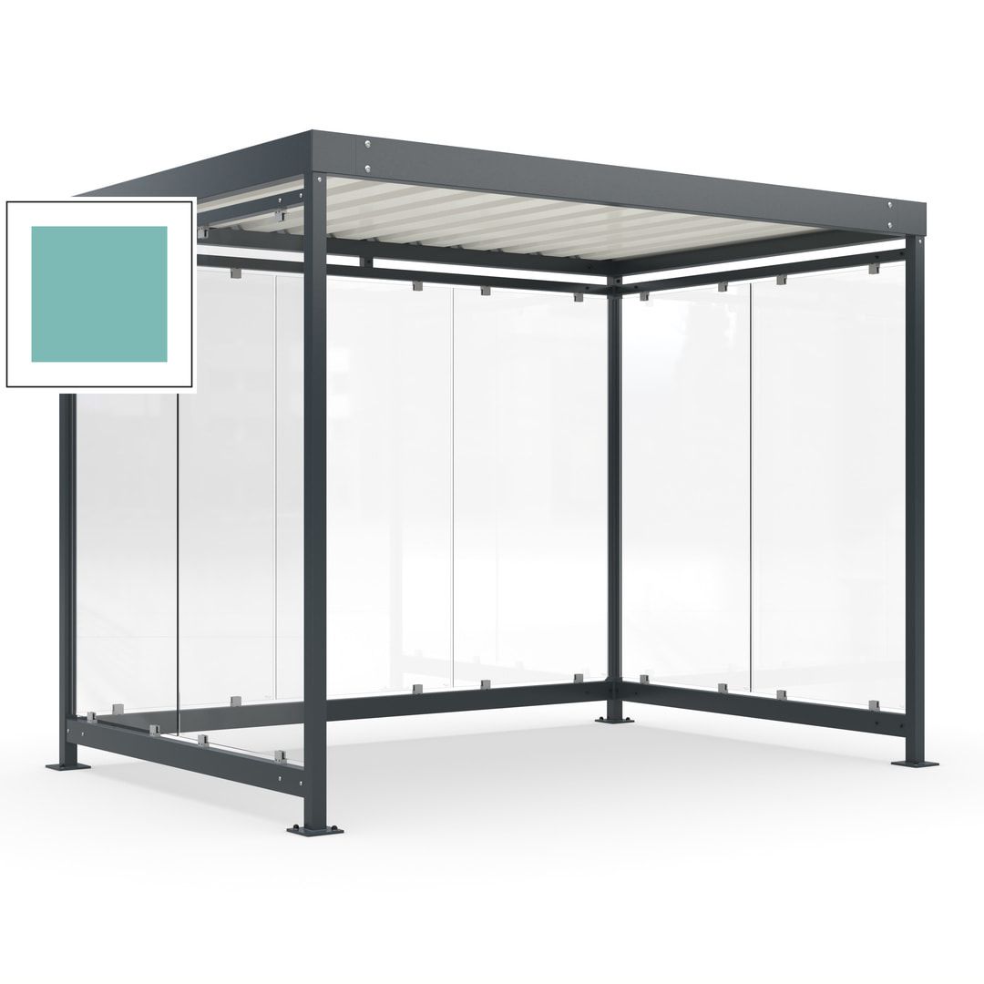 Raucherunterstand, Bausatz, Fahrgastunterstand, Bushaltestelle, 2.510 x 3.180 x 2.165 mm (HxBxT), 7 Wände, Achatgrau
