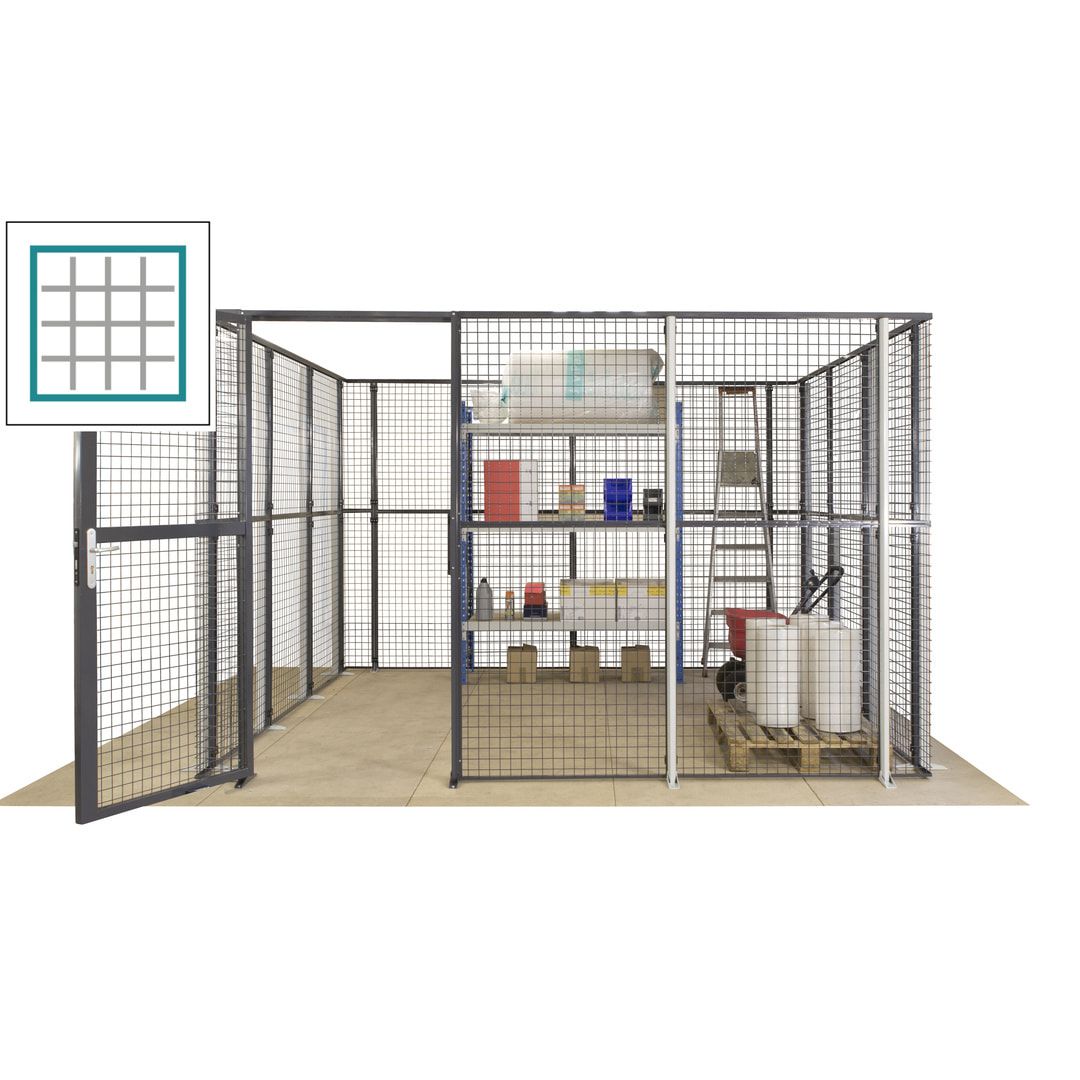 Maschinen Schutzgitter - Hallentrennwand - Sicherheitszaun - Tür - 72 m - 2.200 x 21.400 x 15.400 mm (HxBxT) - enzianblau