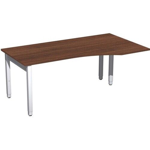 Eckschreibtisch, Ecke rechts, Füße einseitig verkürzt, 4-Fuß Quadrat Pro, höhenverstellbar, 680-800 x 1.600 x 1.000 mm (HxBxT), Dekor Ahorn