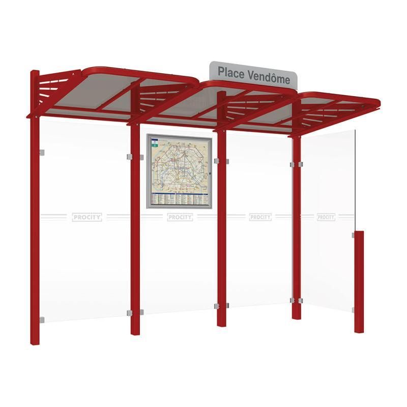 Buswartehalle - Unterstand - modular - Fahrplankasten - Haltestellenschild - Seitenwand rechts - 2.200 x 3.000 x 1.500 mm (HxBxT) - enzianblau