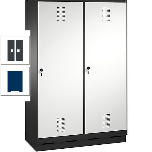 Doppel-Spind, Garderobenschrank, 2 Türen für 4 Abteile a 300 mm, Korpus anthrazitgrau, Türen anthrazitgrau, 1.800 x 1.200 x 500 mm (HxBxT)