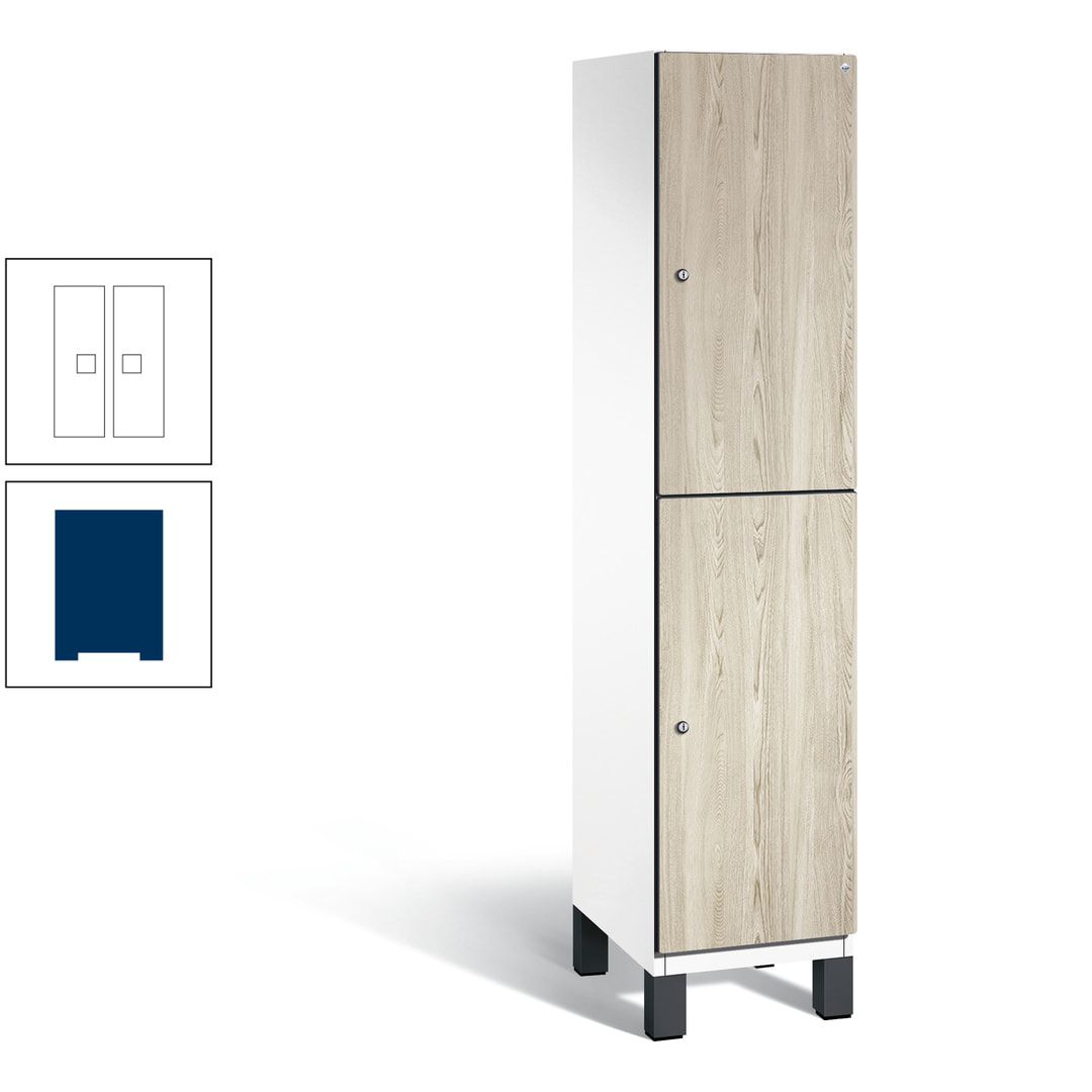 Fächerschrank, Garderobenschrank, mit Füßen, 1 Abteile, 1.980 x 400 x 525 mm (HxBxT), Korpus anthrazitgrau, Tür Donau-Ahorn