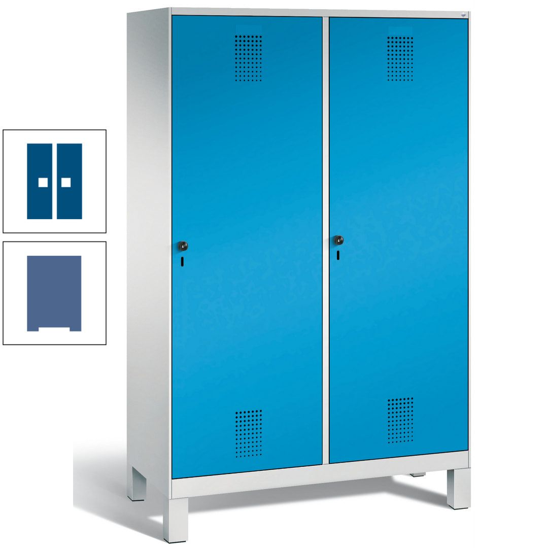 Doppel-Spind, Garderobenschrank, 2 Türen für 4 Abteile a 300 mm, Korpus anthrazitgrau, Türen anthrazitgrau, 1.850 x 1.200 x 500 mm (HxBxT)
