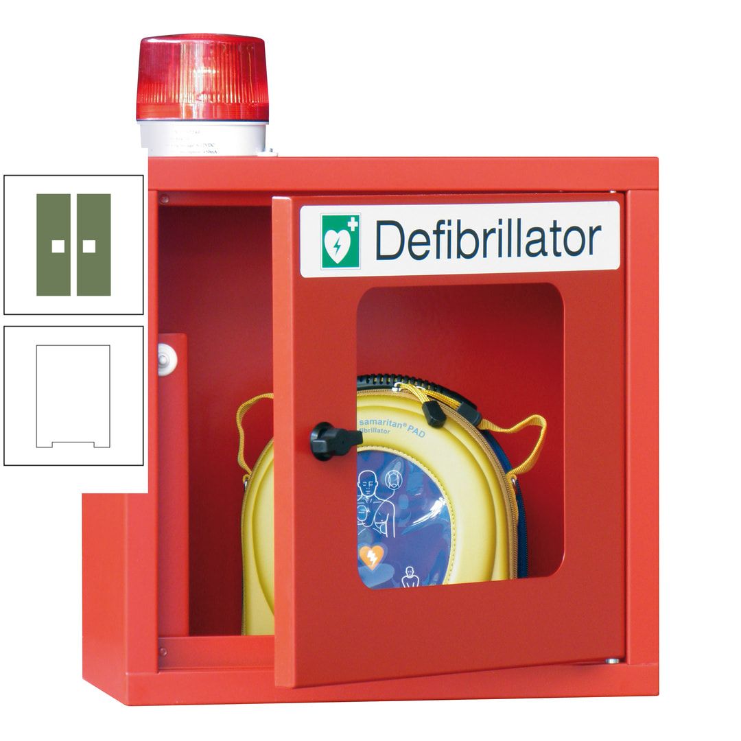 Defibrillatorenschrank mit akustischem und optischem Alarm - 490 x 400 x 200 mm (HxBxT) - Sichtfenster - anthrazitgrau