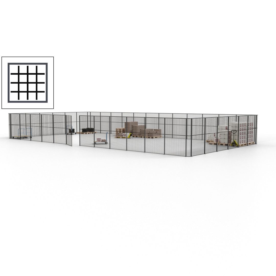 Maschinen Schutzgitter - Hallentrennwand - Sicherheitszaun - Tür - 54 m - 2.200 x 18.400 x 9.400 mm (HxBxT) - enzianblau
