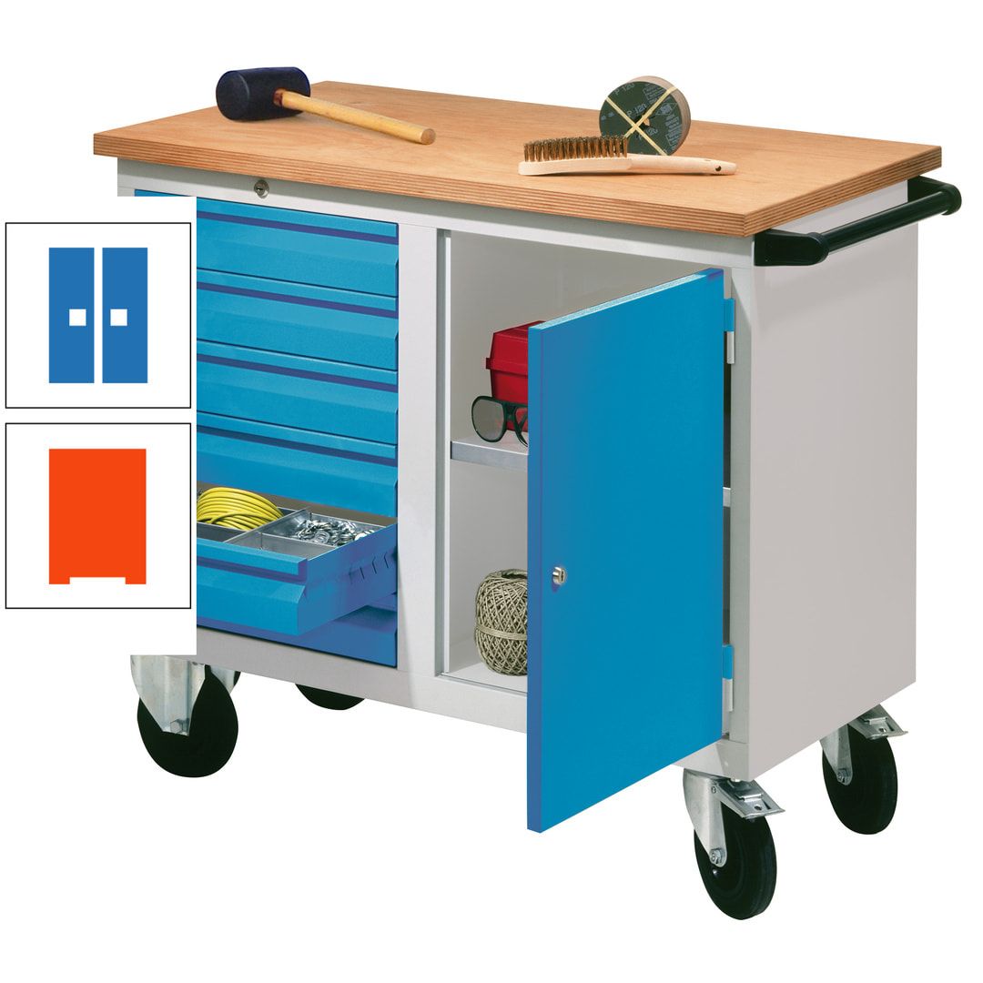 Mobile Werkbank - Werkstattwagen - 915 x 1.090 x 600 mm - 6 Schubladen und Schrankfach - anthrazitgrau