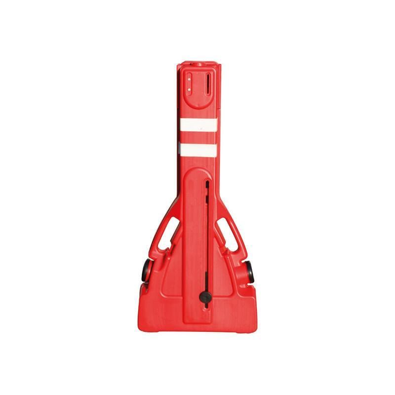 Scherensperre, Baustellenabsicherung, mobil, PVC, ausziehbar, minimaler Platzbedarf, rot-weiß, befüllbar mit Sand oder Wasser