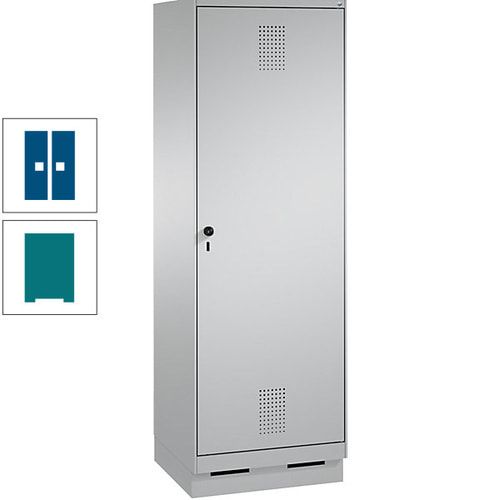 Doppel-Spind, Garderobenschrank, 1 Tür für 2 Abteile a 300 mm, Korpus anthrazitgrau, Türen anthrazitgrau, 1.800 x 600 x 500 mm (HxBxT)