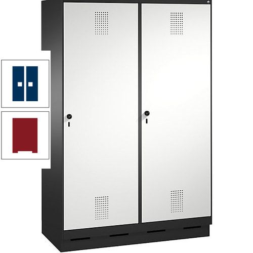 Doppel-Spind, Garderobenschrank, 2 Türen für 4 Abteile a 300 mm, Korpus anthrazitgrau, Türen anthrazitgrau, 1.800 x 1.200 x 500 mm (HxBxT)