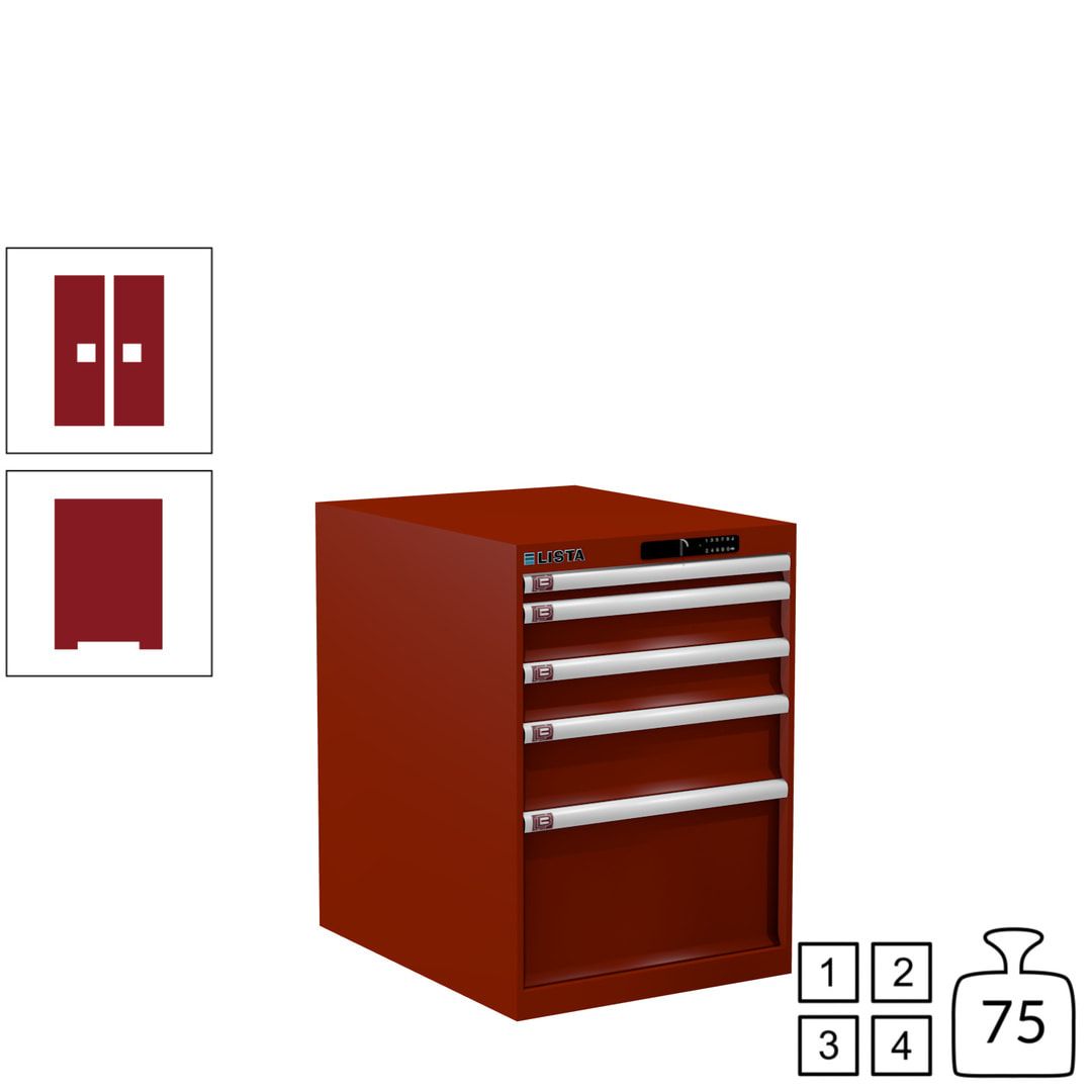 Lista Schubladenschrank - 14.368.010 - 800x564x725 mm (HxBxT) - 5 Schubladen - 75 kg - Key Lock - lichtblau (RAL 5012)