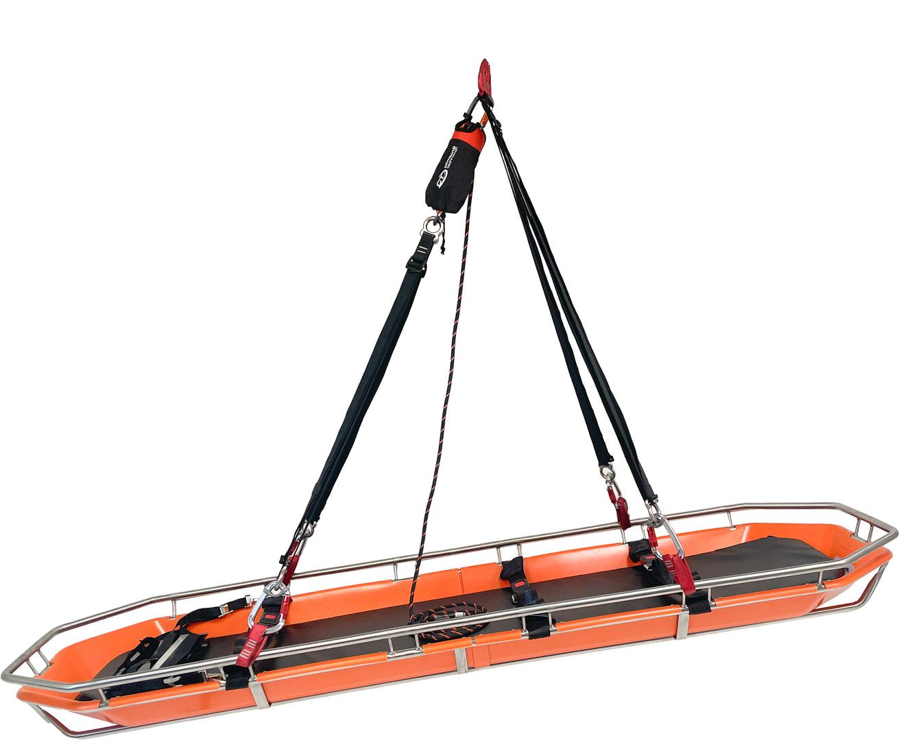 Einteilige Schleifkorbtrage, Engraumrettung, Bergungstrage, Rettungstrage, Höhenrettung, ABS, Edelstahl, bis ca. 315 kg, 200 x 590 x 2.180 mm
