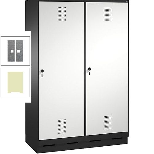 Doppel-Spind, Garderobenschrank, 2 Türen für 4 Abteile a 300 mm, Korpus anthrazitgrau, Türen anthrazitgrau, 1.800 x 1.200 x 500 mm (HxBxT)