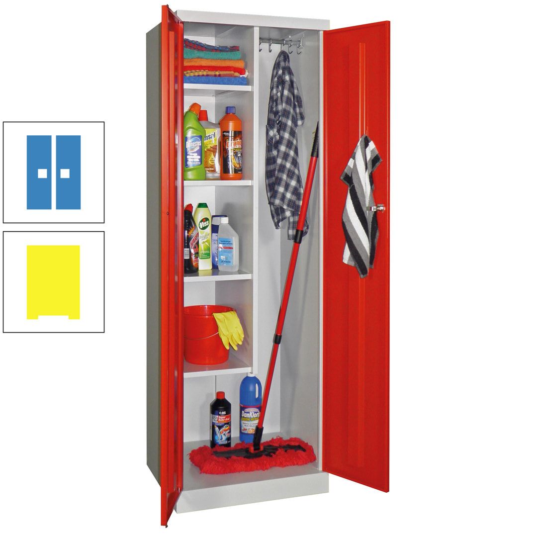 Putzschrank mit Sockel - 1 Abteil mit Trennwand - 1.800x600x500 mm (HxBxT) - Zylinderschloss - anthrazitgrau