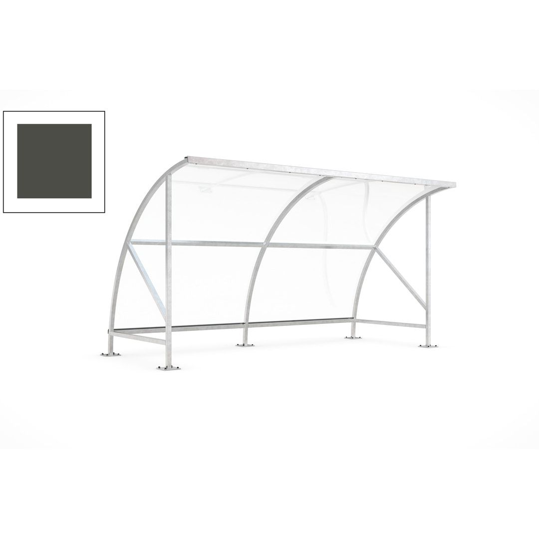 Fahrradunterstand - Fahrradgarage mit Bogendach - Stahl und Kunststoff - 2.290 x 4.130 x 2.100 mm (HxBxT) - Farbe Achatgrau
