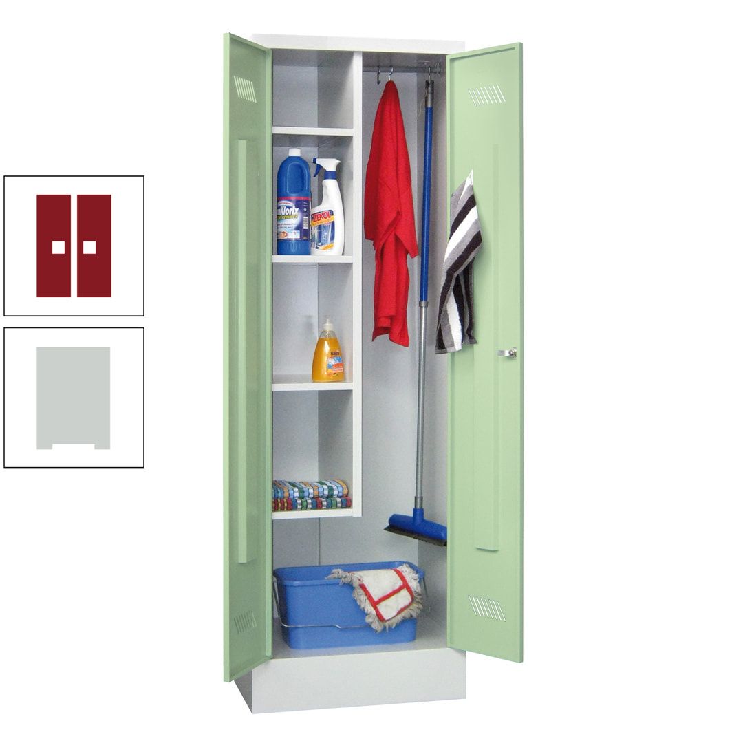 Putzschrank mit Sockel - 1 Abteil mit Trennwand - 1.850x600x500 mm (HxBxT) - Drehriegel - anthrazitgrau