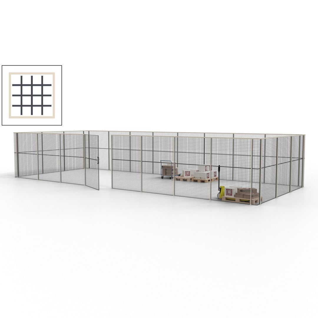 Maschinen Schutzgitter - Hallentrennwand - Sicherheitszaun - Tür - 33 m - 2.200 x 12.400 x 4.900 mm (HxBxT) - enzianblau