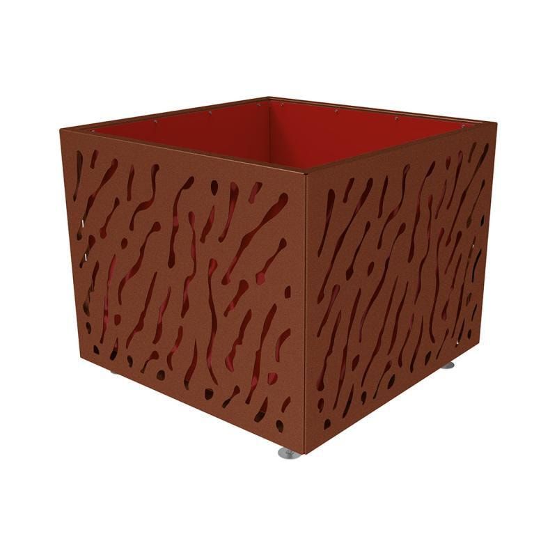 Pflanzbehälter, Stahl, vormontiert, zweifarbig, verstellbare Füße, Innen feuerverzinkt, Verladungsgriffe, 960 x 1.145 x 1.145 mm (HxBxT), enzianblau