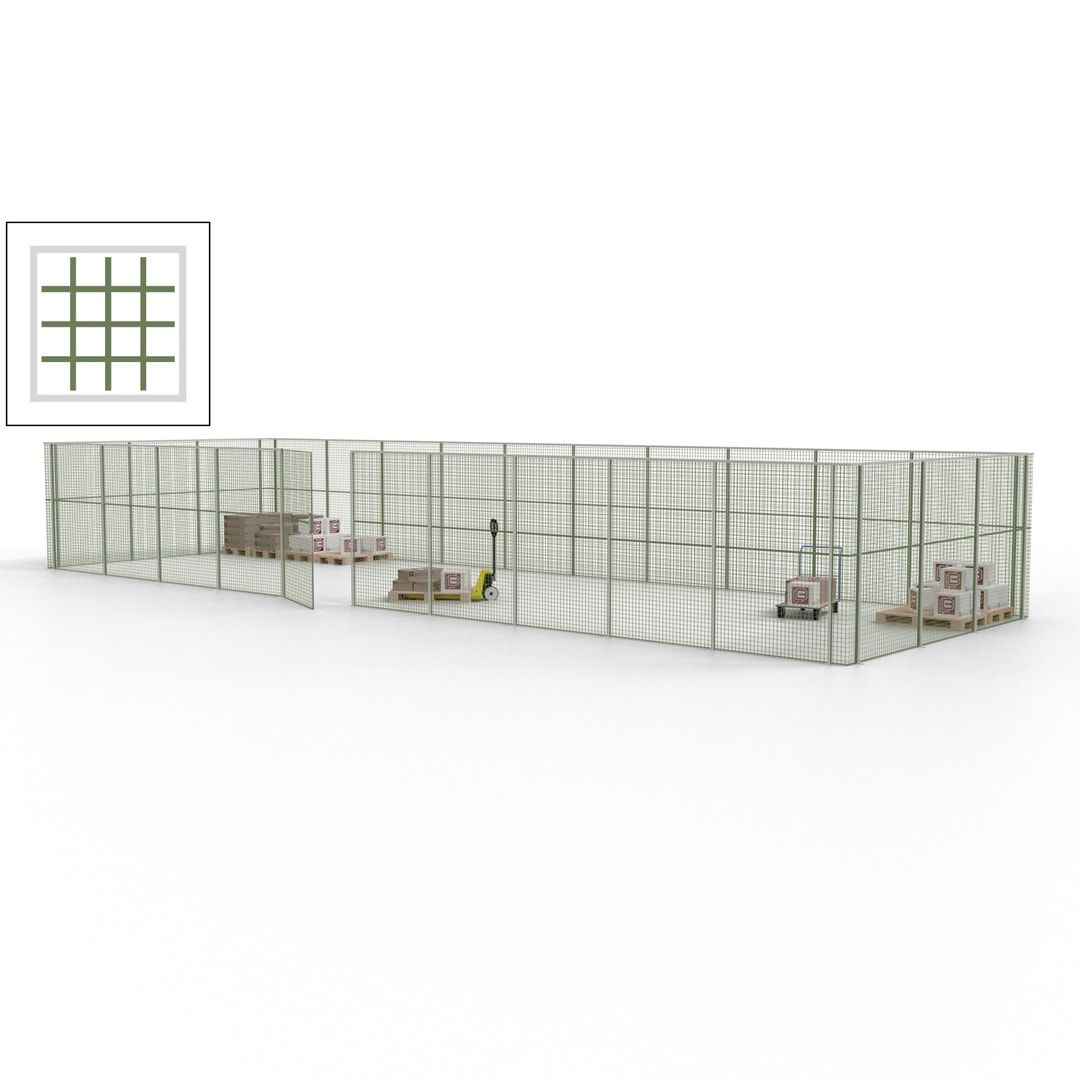 Maschinen Schutzgitter - Hallentrennwand - Sicherheitszaun - Tür - 39 m - 2.200 x 15.400 x 4.900 mm (HxBxT) - enzianblau