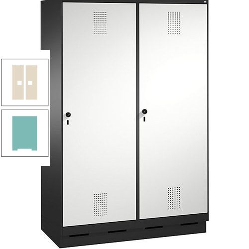 Doppel-Spind, Garderobenschrank, 2 Türen für 4 Abteile a 300 mm, Korpus anthrazitgrau, Türen anthrazitgrau, 1.800 x 1.200 x 500 mm (HxBxT)