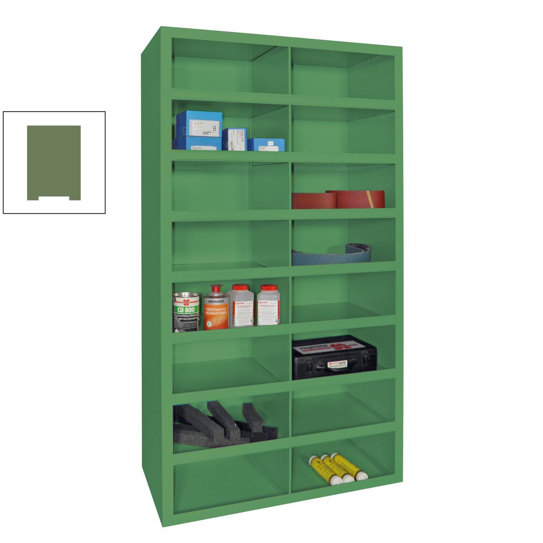 Fächerregal - Sortierstation - Ordnungsregal - 16 Fächer - Materialschrank - 1.800 x 1.000 x 500 mm (HxBxT) - Farbe anthrazitgrau