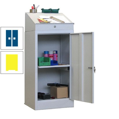 Stehpult mit Schrank - Vollblechtür - Zylinderschloss - 1 Ausziehboden - 1.270x500x500 mm (HxBxT) - anthrazitgrau