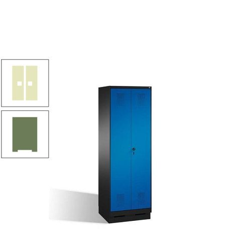 Doppel-Spind, Doppeltüren, Garderobenschrank mit Sockel, 2 Abteile a 300 mm, Korpus anthrazitgrau, Tür anthrazitgrau, 1.800 x 600 x 500 mm (HxBxT)