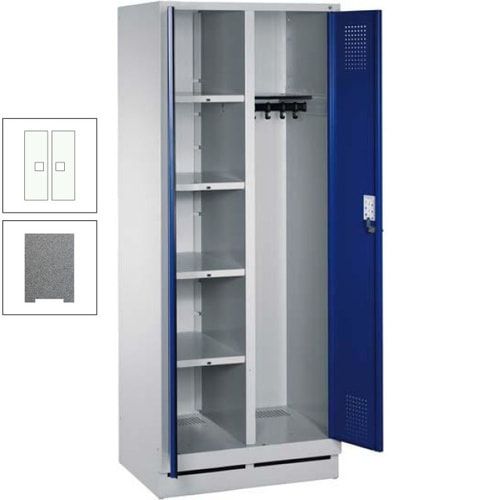 Mehrzweckschrank, Doppeltüren, Füße, 2 Abteile a 300 mm, Korpus anthrazitgrau, Tür anthrazitgrau, 1.800 x 600 x 500 mm (HxBxT)