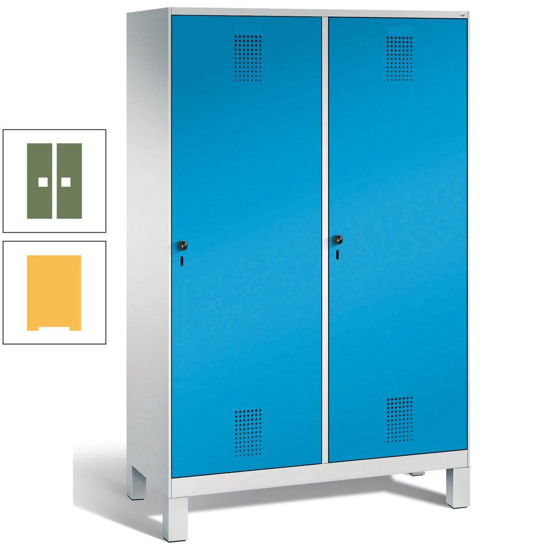 Doppel-Spind, Garderobenschrank, 2 Türen für 4 Abteile a 300 mm, Korpus anthrazitgrau, Türen anthrazitgrau, 1.850 x 1.200 x 500 mm (HxBxT)