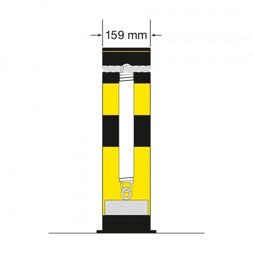 Flexibler Rammschutz Poller, Anfahrschutz aus Gütestahl, Rückfedernd, für den Außenbereich, 655 x 159 x 159 mm (HxBxT)