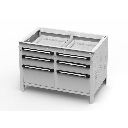 OTTOKIND Werkbank - bündige Arbeitsplatte - 850 x 1.150 x 750 mm (HxBxT) - 6 Schubladen - lichtgrau