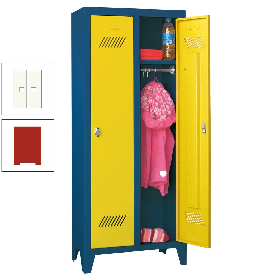 Spindschrank f. Kindergärten - mit Füßen - Höhe 1.300 mm - 2 Abteile a 250 mm - Zylinderschloss - anthrazitgrau