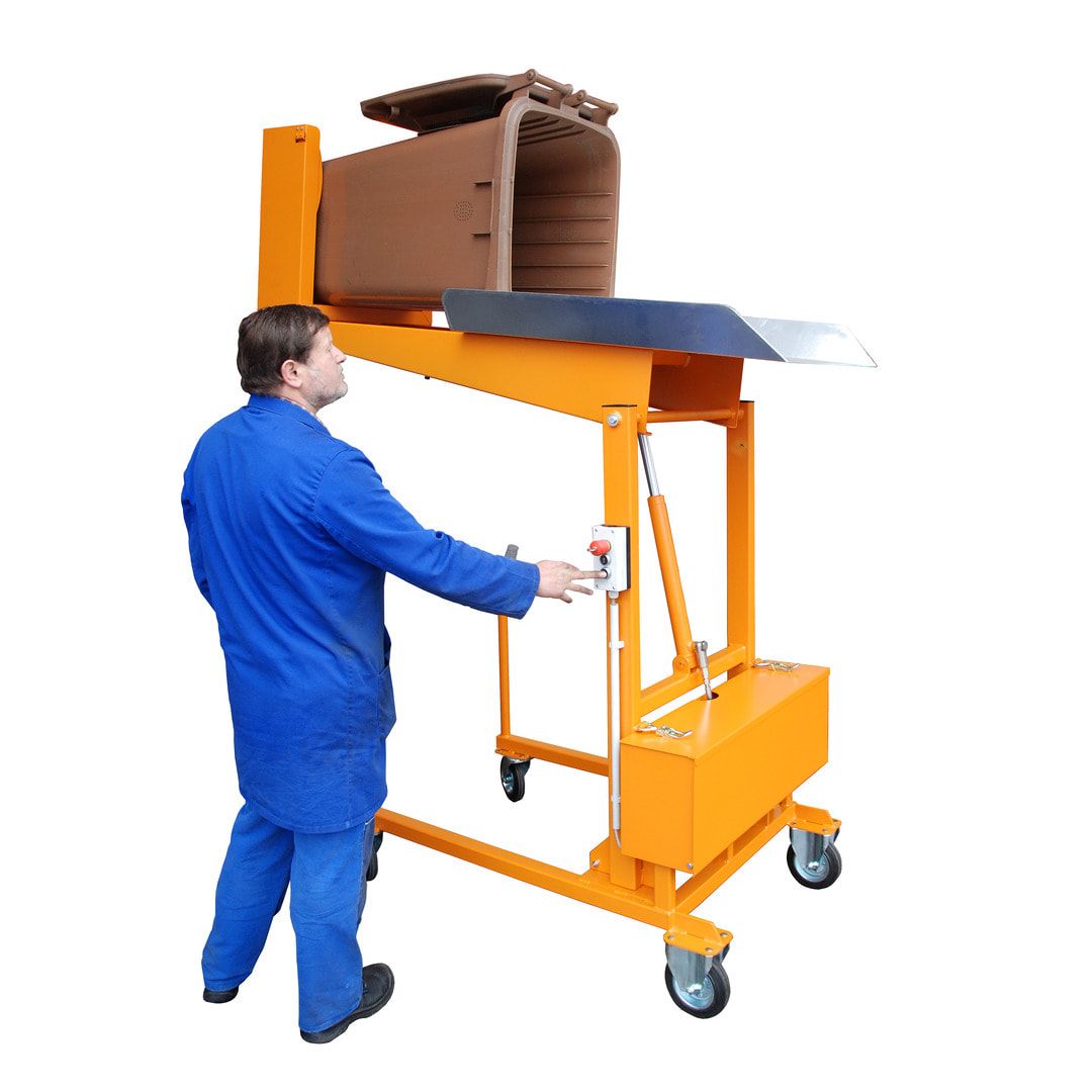 Mülltonnen-Kippstation - Tragkraft 110 kg - elektrisch 12 Volt - feuerrot