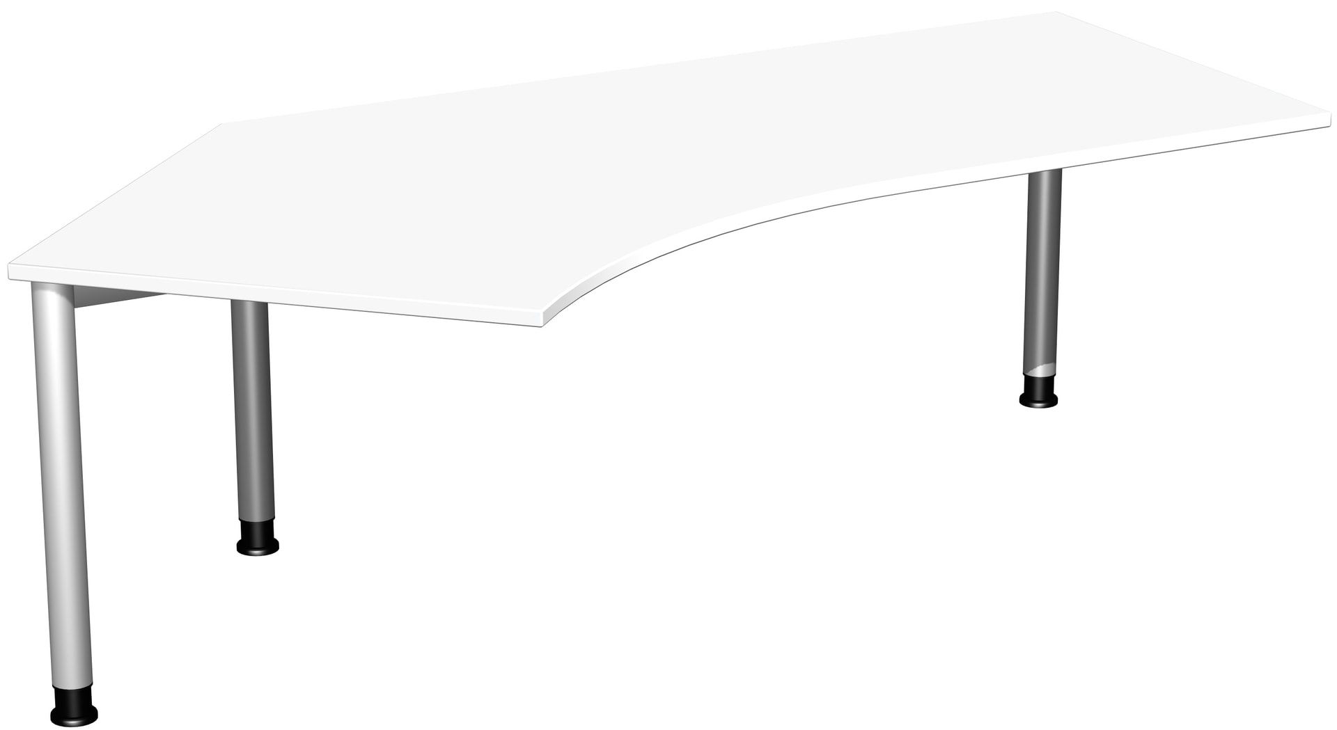 Schreibtisch, einseitig verkürzt, 4-Fuß Flex, Winkel links, höhenverstellbar, 680-800 x 2.166 x 1.130 mm (HxBxT), Gestell anthrazit, Dekor lichtgrau