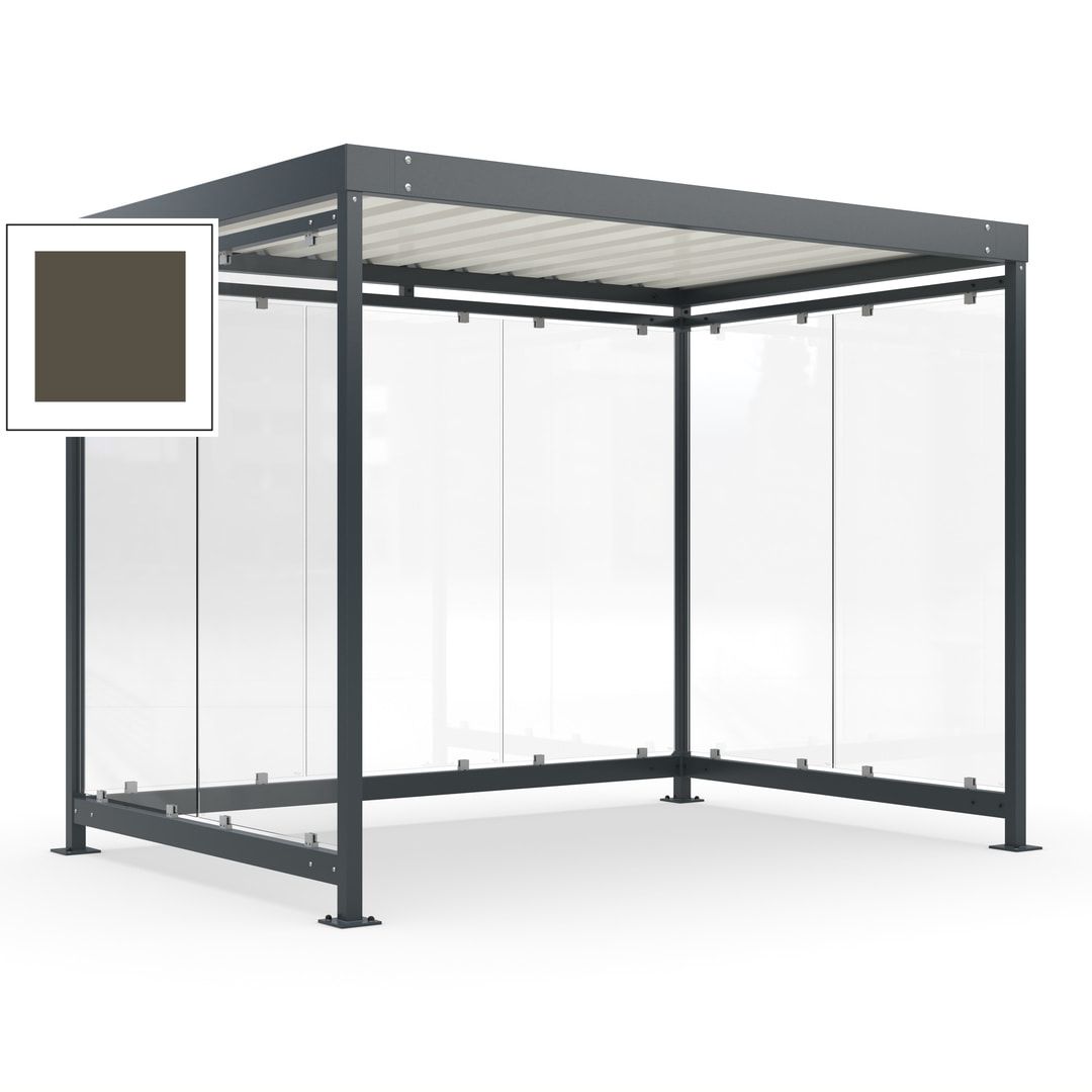 Raucherunterstand, Bausatz, Fahrgastunterstand, Bushaltestelle, 2.510 x 3.180 x 2.165 mm (HxBxT), 7 Wände, Achatgrau