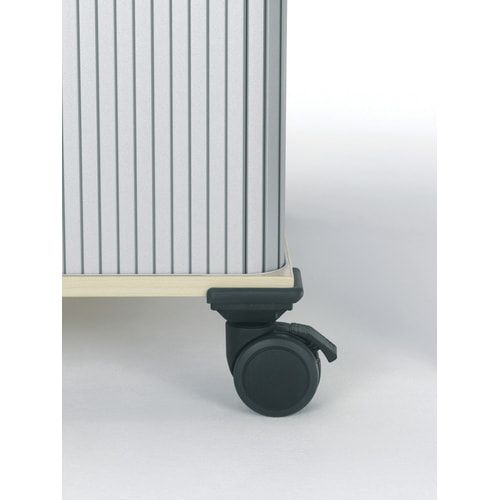 Querrollladenschrank mobil, 1.5 Ordnerhöhen, 4 Rollen, 2 feststellbar, abschließbar, Gewicht 25 kg, 720 x 800 x 400 mm (HxBxT), Farbe silber/Ahorn