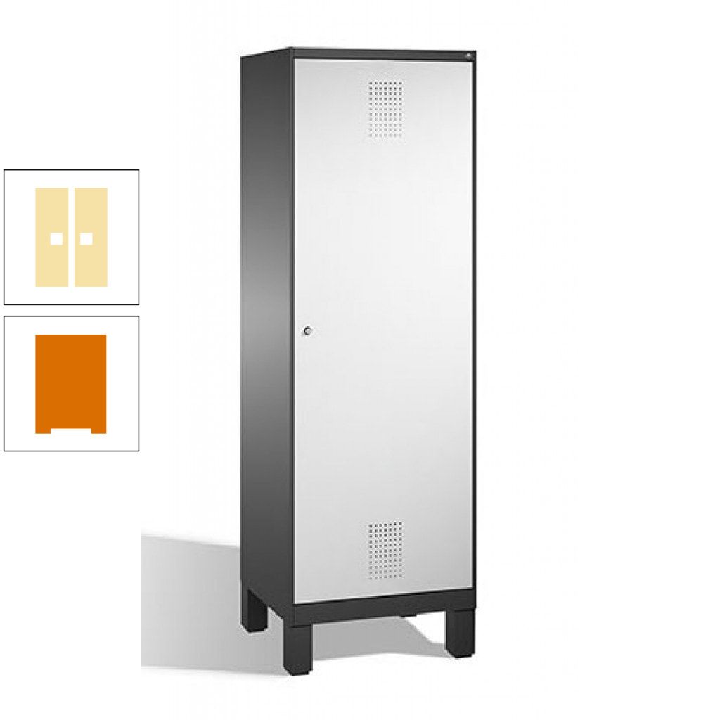 Doppel-Spind, Garderobenschrank, 1 Tür für 2 Abteile a 300 mm, Korpus anthrazitgrau, Türen anthrazitgrau, 1.850 x 600 x 500 mm (HxBxT)
