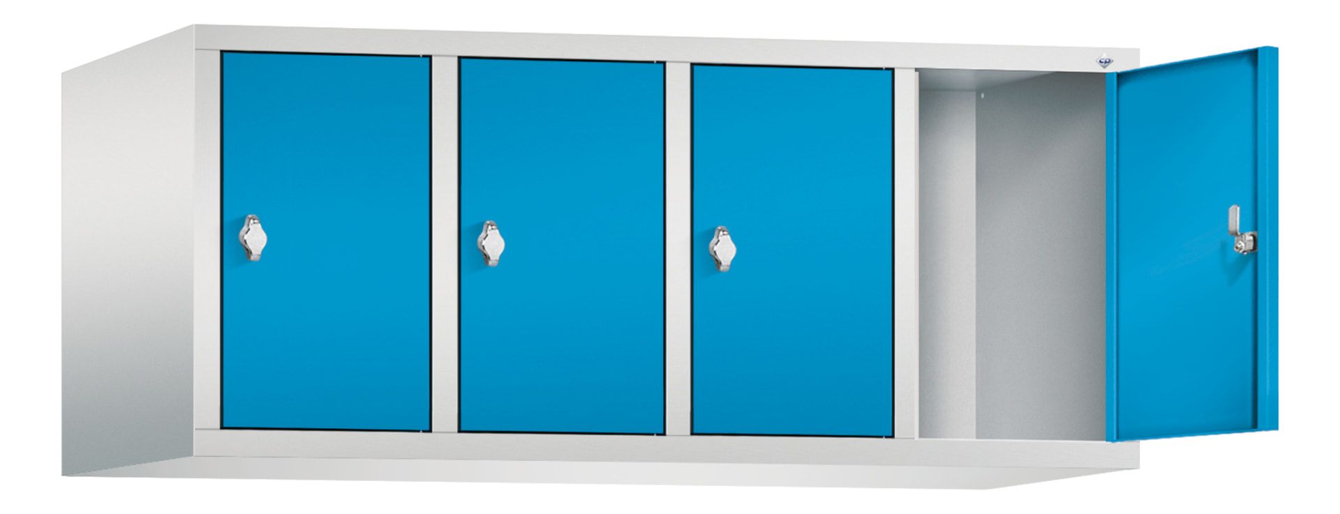 Aufsatzschrank für Spinde und Schließfachschränke, 4 Abteile, Korpus anthrazitgrau, Türen anthrazitgrau, 500 x 1.190 x 500 mm (HxBxT), Stahlschrank