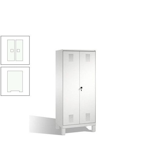 Doppel-Spind, Doppeltüren, Garderobenschrank mit Füßen, 2 Abteile a 400 mm, Korpus anthrazitgrau, Tür anthrazitgrau, 1.850 x 800 x 500 mm (HxBxT)