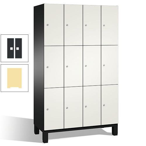 Fächerschrank, Stahlschrank, 12 Fächer, Türöffnungsbegrenzer, mit Füßen, Korpus lichtgrau, Tür anthrazitgrau, 1.980 x 1.200 x 525 mm (HxBxT)