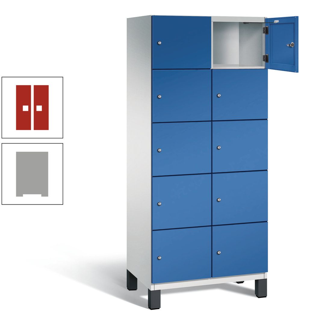 Fächerschrank, Stahlschrank, 10 Fächer, Türöffnungsbegrenzer, Füße, 1.980 x 800 x 525 mm (HxBxT), Korpus anthrazitgrau, Front anthrazitgrau
