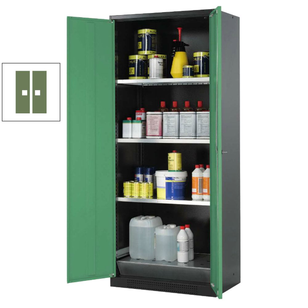 Chemikalienschrank - Flügeltüren, enzianblau - 3 Fachböden - Gitterrost - 1.950 x 810 x 520 mm (HxBxT) - Stahl, pulverbeschichtet
