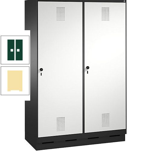 Doppel-Spind, Garderobenschrank, 2 Türen für 4 Abteile a 300 mm, Korpus anthrazitgrau, Türen anthrazitgrau, 1.800 x 1.200 x 500 mm (HxBxT)