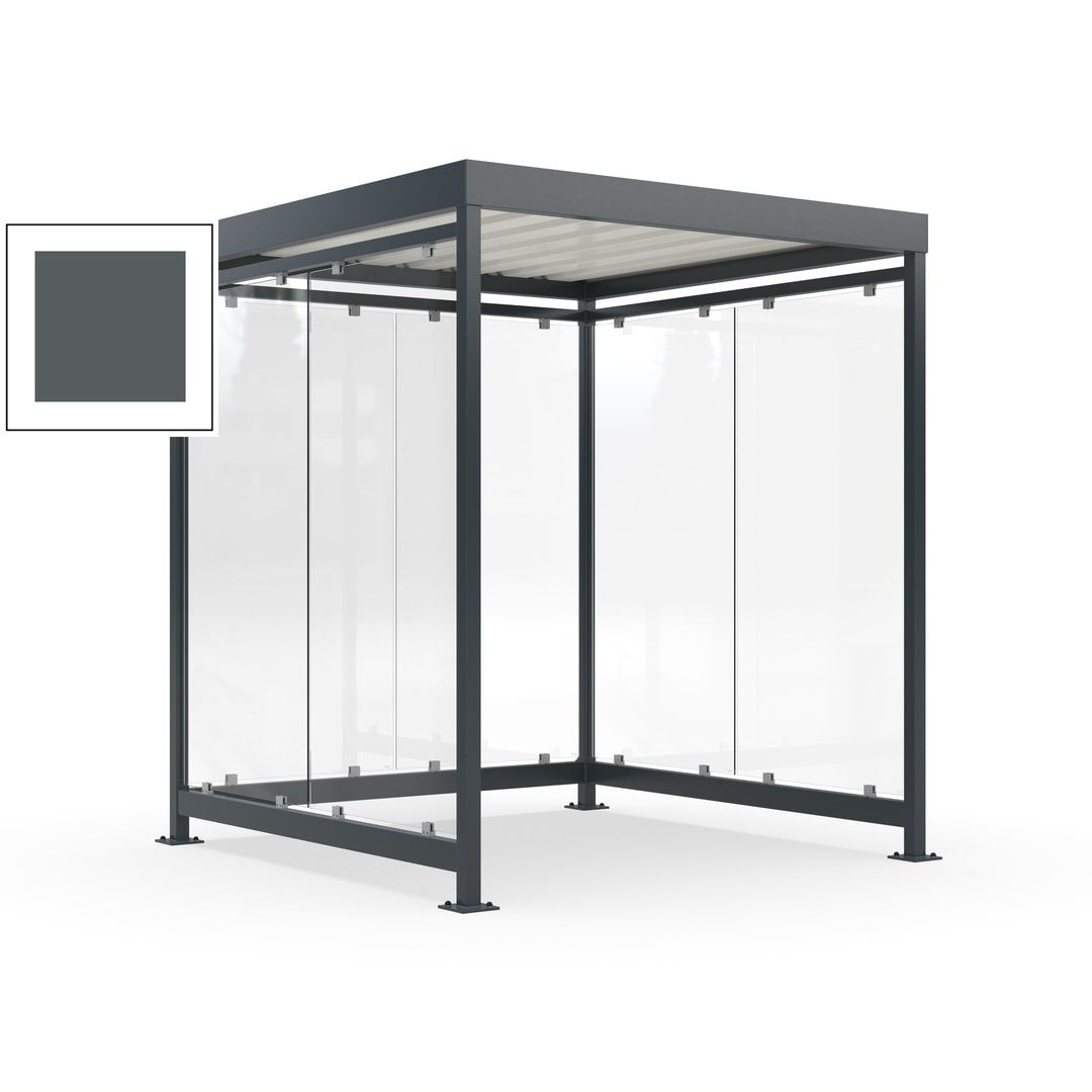 Raucherunterstand, Bushaltestelle, 6-7 Personen, 6 Wände, 2.510 x 2.165 x 2.165 mm (HxBxT), Achatgrau