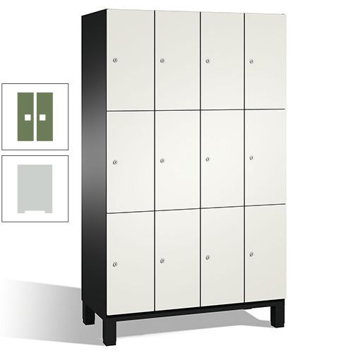Fächerschrank, Stahlschrank, 12 Fächer, Türöffnungsbegrenzer, mit Füßen, Korpus lichtgrau, Tür anthrazitgrau, 1.980 x 1.200 x 525 mm (HxBxT)